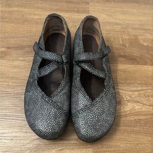 Wolky Passion Mary Jane Shoes Size 41 | Silver Brown Pebbled Leather Comfort